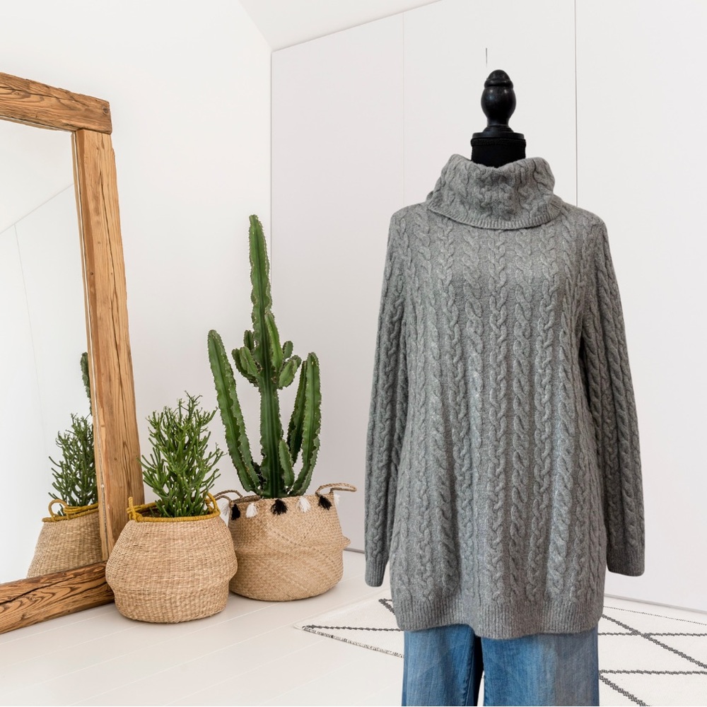 Talbots Cable Knit Cowl Turtleneck Sweater